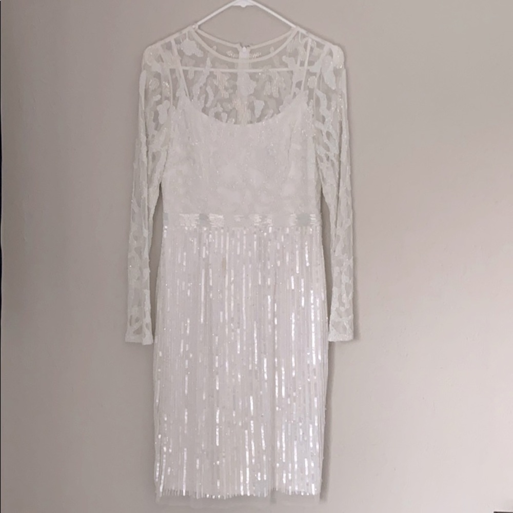 Beaded Long Sleeve Midi Dress